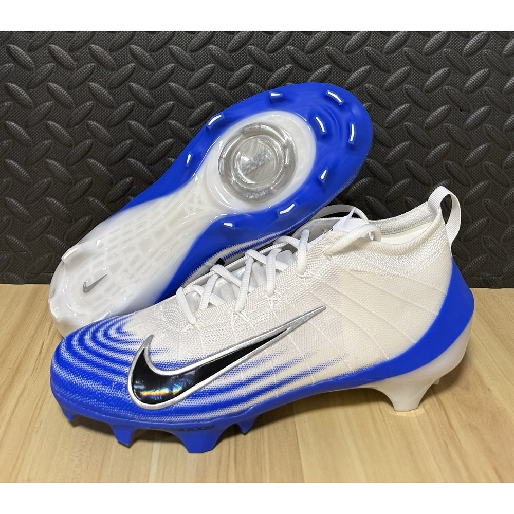 Nike Zoom Vapor Elite 1 White Blue Football Cleats FB3288-101 Mens Size 9